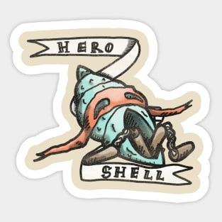 Hero shell! - vintage 90s shirt - parody super hero design Sticker